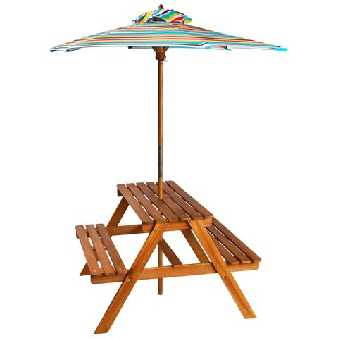 Lusso Casadino -  Tavolo Picnic Per Bambini Con Ombrellone 79x90x60cm In Acacia - Foto 1