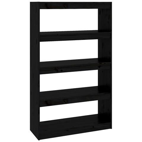Lusso Casadino -  Libreria/divisorio Nero 80x30x135,5cm In Legno Massello Di Pino - Foto 1