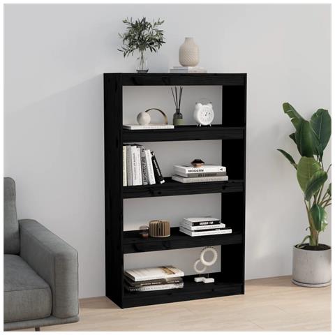 Lusso Casadino -  Libreria/divisorio Nero 80x30x135,5cm In Legno Massello Di Pino - Foto 2