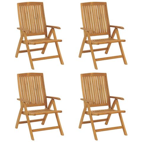 Lusso Casadino -  Sedie Da Giardino Reclinabili Con Cuscini 4 Pz In Legno Di Teak - Foto 2