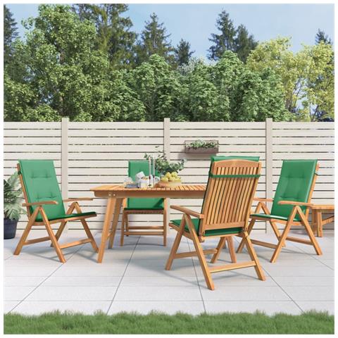 Lusso Casadino -  Sedie Da Giardino Reclinabili Con Cuscini 4 Pz In Legno Di Teak - Foto 8