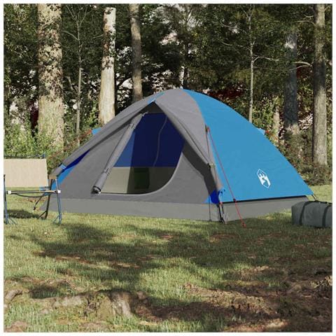 Tenda da Campeggio a Cupola per 3 Persone Blu Impermeabile - Foto 2