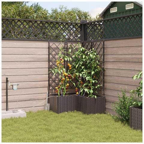 Vasi da Giardino con Sistema di Irrigazione 3 pz Marrone - Foto 2