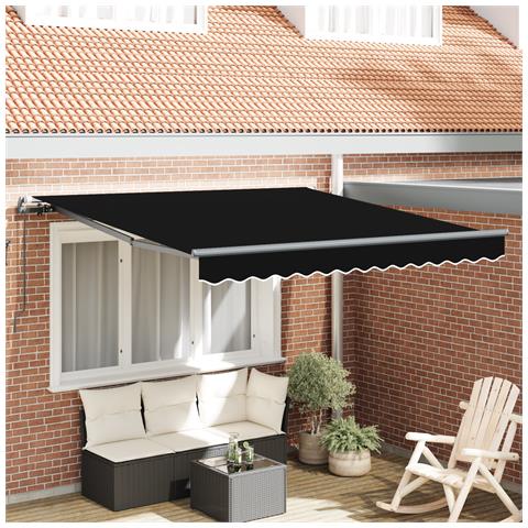 Tenda Retrattile Manuale  Nera 350x250 cm, Tessuto di ricambio per tenda  per telaio 3,5x2,5 m Nera - Foto 2