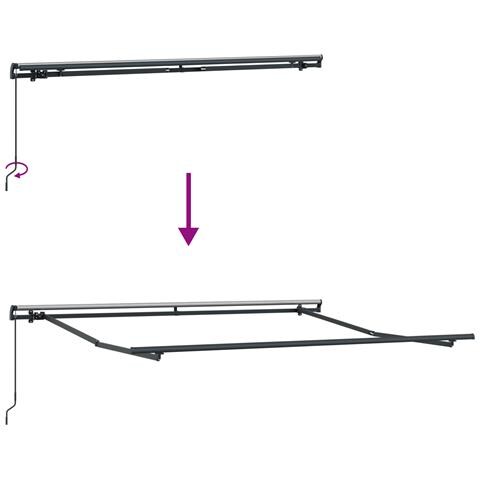 Tenda Retrattile Manuale  Nera 350x250 cm, Tessuto di ricambio per tenda  per telaio 3,5x2,5 m Nera - Foto 9