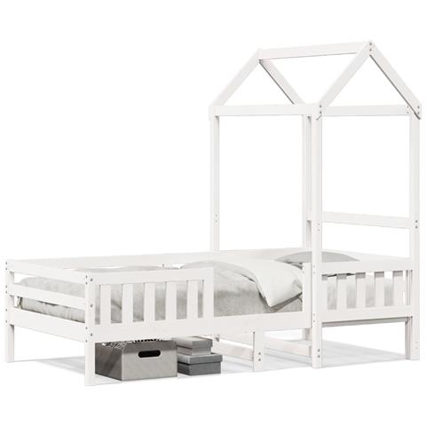 Giroletto con Tetto Bianco 80x200 cm Legno Massello Pino - Foto 1