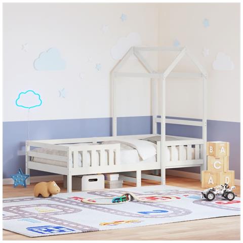 Giroletto con Tetto Bianco 80x200 cm Legno Massello Pino - Foto 2
