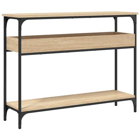 Tavolo Consolle Con Ripiano Rovere Sonoma 100x29x75cm Legno Aggregato - Foto 1