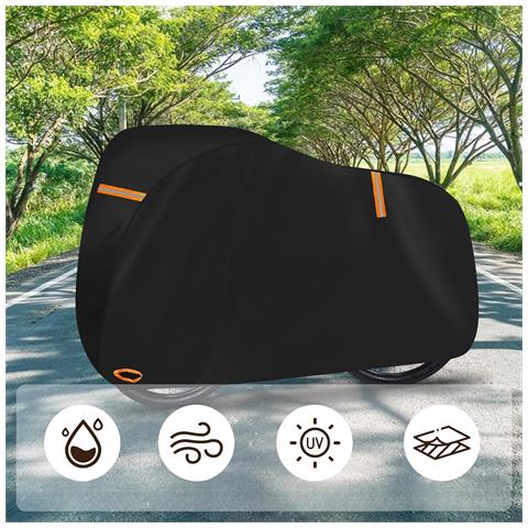 Copertura Impermeabile Per Bicicletta Con Riflettenti Nera 200 X 70 X 110 Cm - Foto 6
