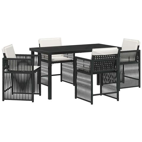 Set da Pranzo per Giardino 5 pcs Nero polyrattan - Foto 1