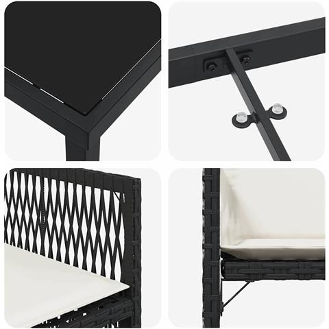 Set da Pranzo per Giardino 5 pcs Nero polyrattan - Foto 9