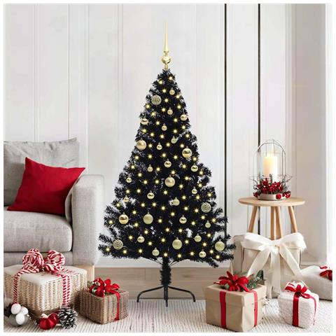 Albero di Natale artificiale con luci integrate Nero 150 cm PVC - Foto 2