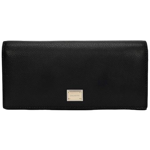 Portafoglio Da Donna Loulou Effetto Granulato Con Placca Metallica Con Logo, Nero - Foto 1