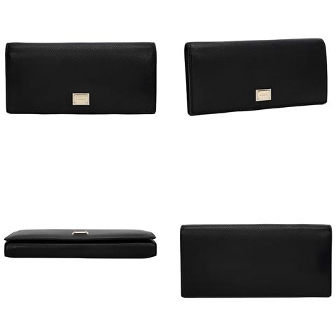 Portafoglio Da Donna Loulou Effetto Granulato Con Placca Metallica Con Logo, Nero - Foto 5