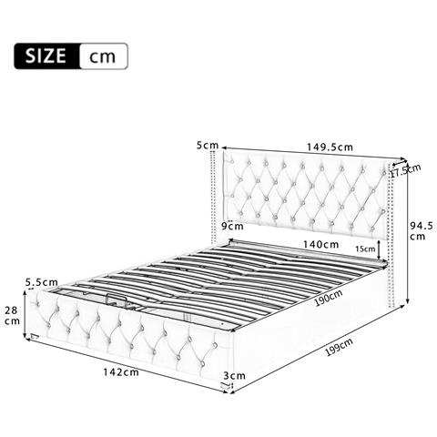 Letto Matrimoniale In Velluto Beige Con Contenitore Idraulico - Foto 2