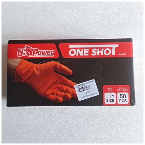 U-power One Shot Tg. L / 9 - 50 Guanti Monouso Da Lavoro In Nitrile Arancio - Foto 1