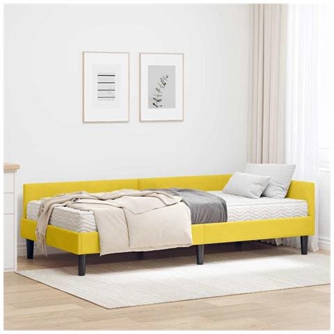 Struttura Letto Angolare con Materasso 2 pcs Giallo Velluto - Foto 2