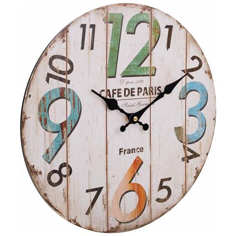 Orologio Da Parete In Legno Bianco 34x34x2cm - Foto 1