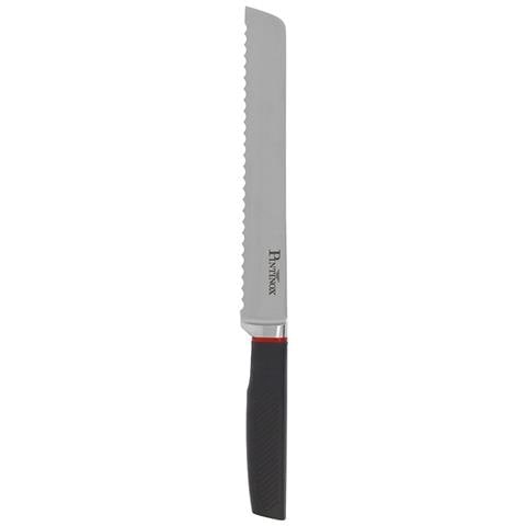 Coltello Pane Professionale Living - Lama Seghettata in Acciaio Inox Alta Qualità - Manico Antiscivolo ergonomico nero e rosso- Ideale per Tagliare Pane Croccante, Baguette, Focacce e Dolci come Panettone - per Uso Domestico e Professionale - Made in Italy - Foto 1