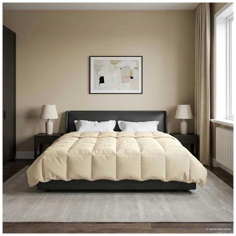 Duvet Invernale Trapuntato Crema 220 x 260 cm Microfibra - Foto 2