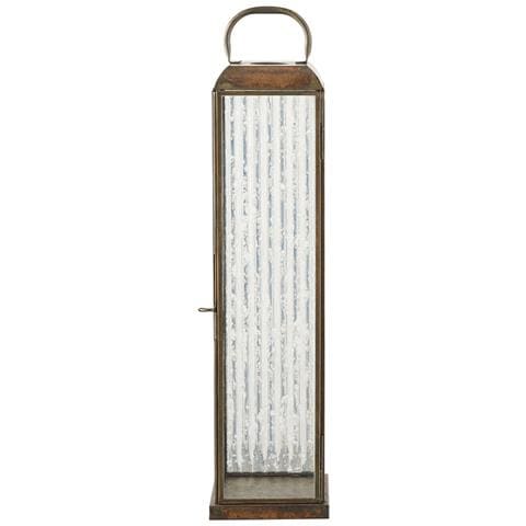 Lanterna Herslev Media In Vetro E Metallo Effetto Ottone Antico 12x12x49 Cm - Foto 1