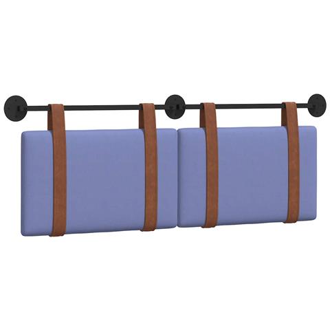 Testata appesa Tinta unita Blu jeans 150 x 55 x 5 cm PU Antico - Foto 1