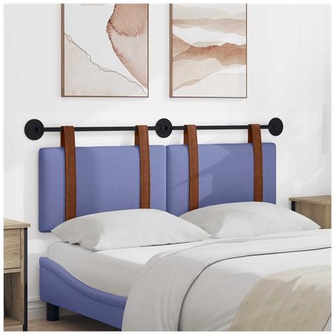 Testata appesa Tinta unita Blu jeans 150 x 55 x 5 cm PU Antico - Foto 2