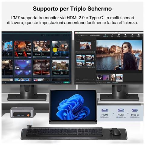 MINI PC M7 Intel® Core™ I7-1185G7 16gb + 512gb 3.0ghz Intel Iris Xe Graphics Windows 11 Wifi 6 Bt 5.2 Triplo Display 4K - Foto 4