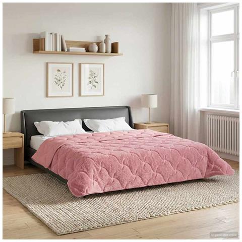 Duvet Invernale Rosa 240 x 260 cm Microfibra e Fleece Teddy - Foto 2