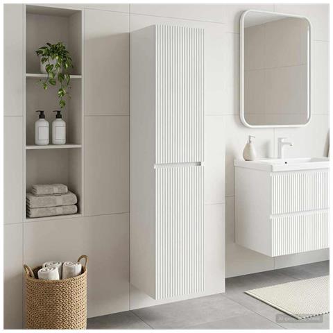 Mobiletto da Bagno a Muro Bianco Lucido 33 x 34,5 x 160 cm - Foto 2