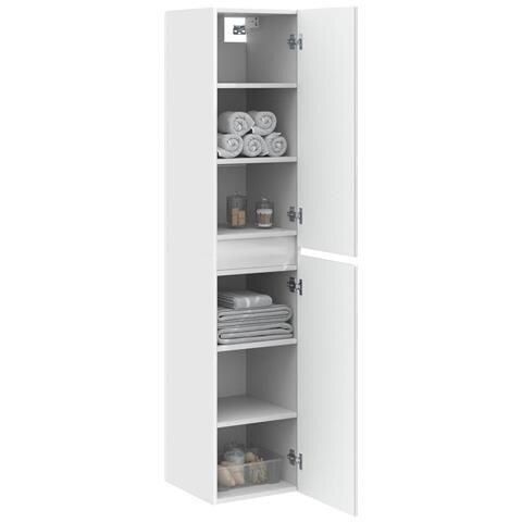 Mobiletto da Bagno a Muro Bianco Lucido 33 x 34,5 x 160 cm - Foto 8