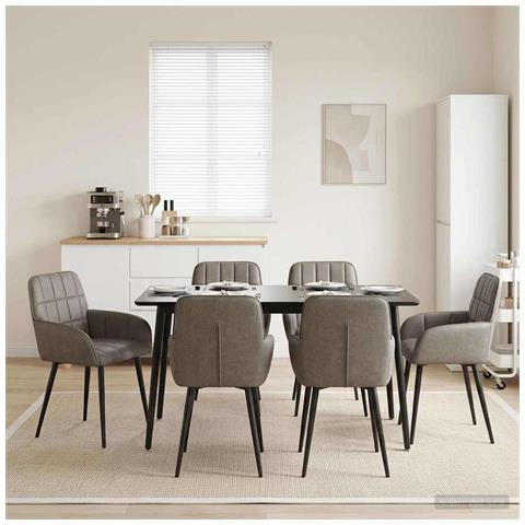 Sedie da pranzo 6 pcs Similpelle Grigio 57 x 50 x 85 cm - Foto 2