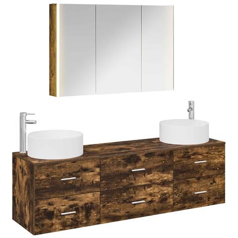 Set di mobili per il bagno 4 pcs Rovere Fumo - Foto 1