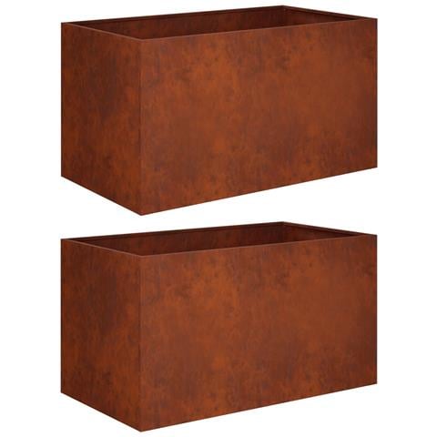 Vaso da giardino 2 pz Ruggine 80 x 50 x 50 cm Acciaio Corten - Foto 1