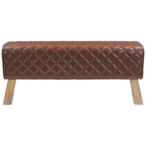 panchina 110 x 30 x 45 cm Pelle Vera Marrone diamante - Foto 2