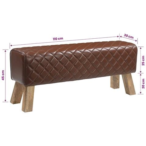 panchina 110 x 30 x 45 cm Pelle Vera Marrone diamante - Foto 8