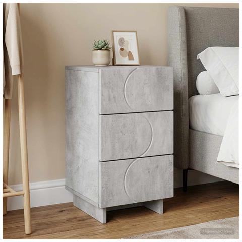 Comodino Grigio Cemento 33,5 x 34,5 x 60 cm Legno composito - Foto 2