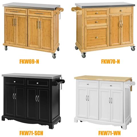 Carrello Cucina Credenza Legno Piano Lavoro Piano In Acciaio Fkw71-sch - Foto 2