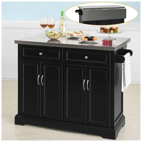 Carrello Cucina Credenza Legno Piano Lavoro Piano In Acciaio Fkw71-sch - Foto 1