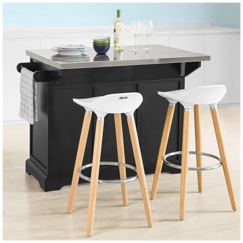 Carrello Cucina Credenza Legno Piano Lavoro Piano In Acciaio Fkw71-sch - Foto 12