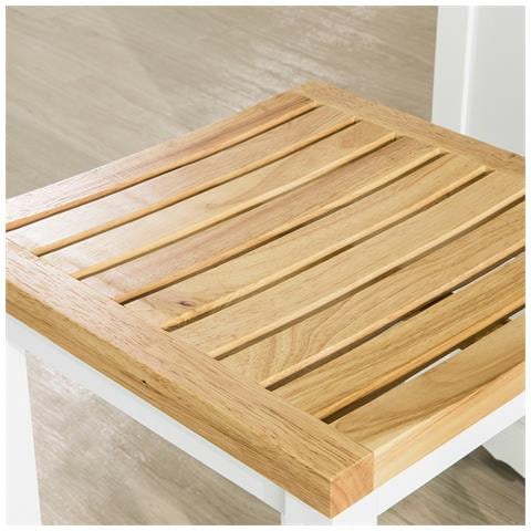 Set 2 Sgabelli Per Cucina Moderno Sgabelli Legno Massello Bianco Altezza 61 Cm, Max Portata 100 Kg Fst29-wnx2 - Foto 1