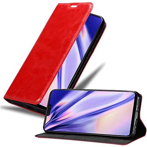 Custodia Compatibile Con One Plus 6 In Rosso Mela - Coperchio Protettiva Con Chiusura Magnetica, Funzione Stand E Tasca Per Le Carte - Foto 1