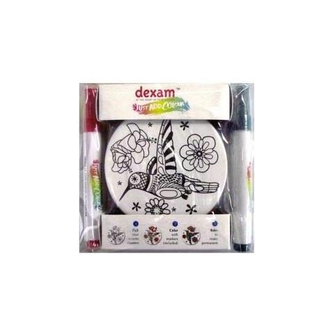 Regalo Fai Da Te - 4 Sottobicchieri In Ceramica + 4 Marcatori - Foto 1