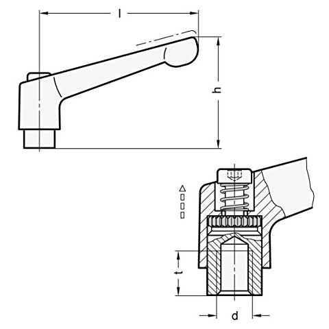 Leva Di Bloccaggio Regolabile Con Filettatura Femmina - gn 300, Jack In Acciaio Brunito, Manico Di Zinco Pressofuso Nero, Rivestito In Plastica, Nero, Gn 300-78-m10-sw - Foto 2