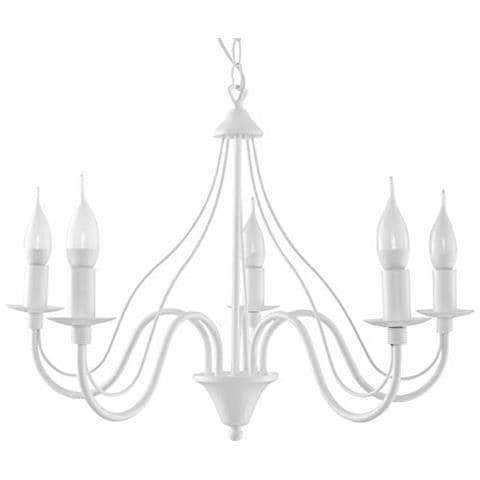 Minerwa 5 - Lampadario In Acciaio, Colore: Bianco - Foto 1