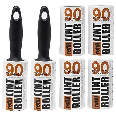 Pack Di Massa Valore Lint Roller E Refill Set - 2 Maniglie E 6 Rotoli X 90-patrimoniale - Rimuove Peli Di Animali Domestici Fluff E Polvere Dai Vestiti Tappezzeria E Carpet (81m 540 Totali Sheets)  - Foto 1