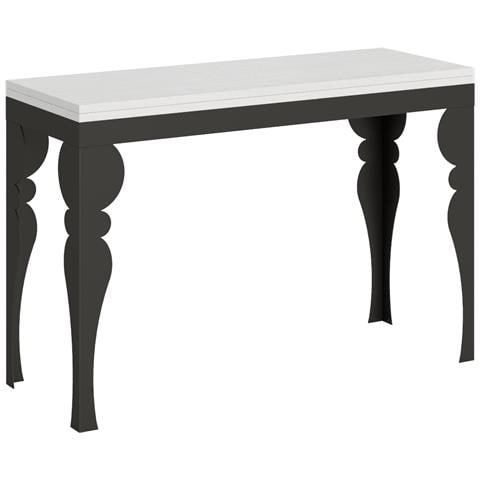 Tavolo Apribile 120x45/90 Cm Paxon Double Telaio Antracite - Bianco Frassino - Foto 4