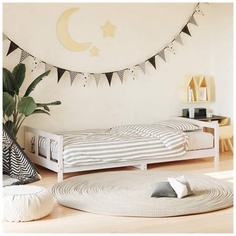 Giroletto per Bambini Bianco 90x200cm in Legno Massello di Pino - Foto 1