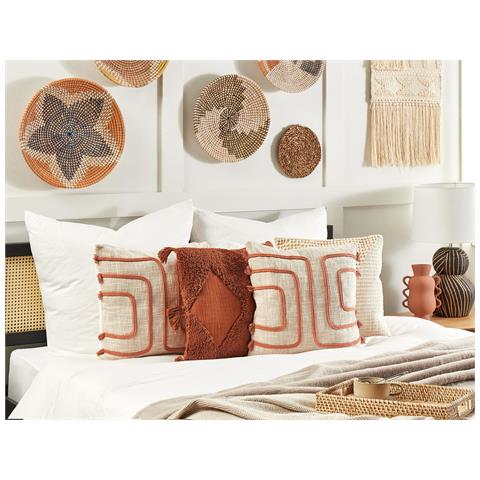 Cuscino Decorativo Pleione Cotone 45 X 45 Cm Astratto Corallo - Foto 1