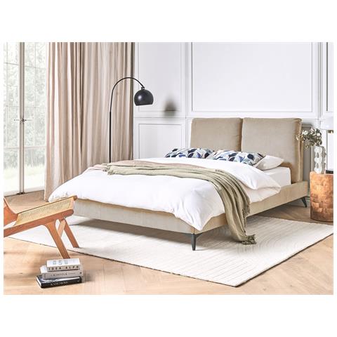 Letto Velluto A Coste Melle 140 X 200 Cm Tortora - Foto 1